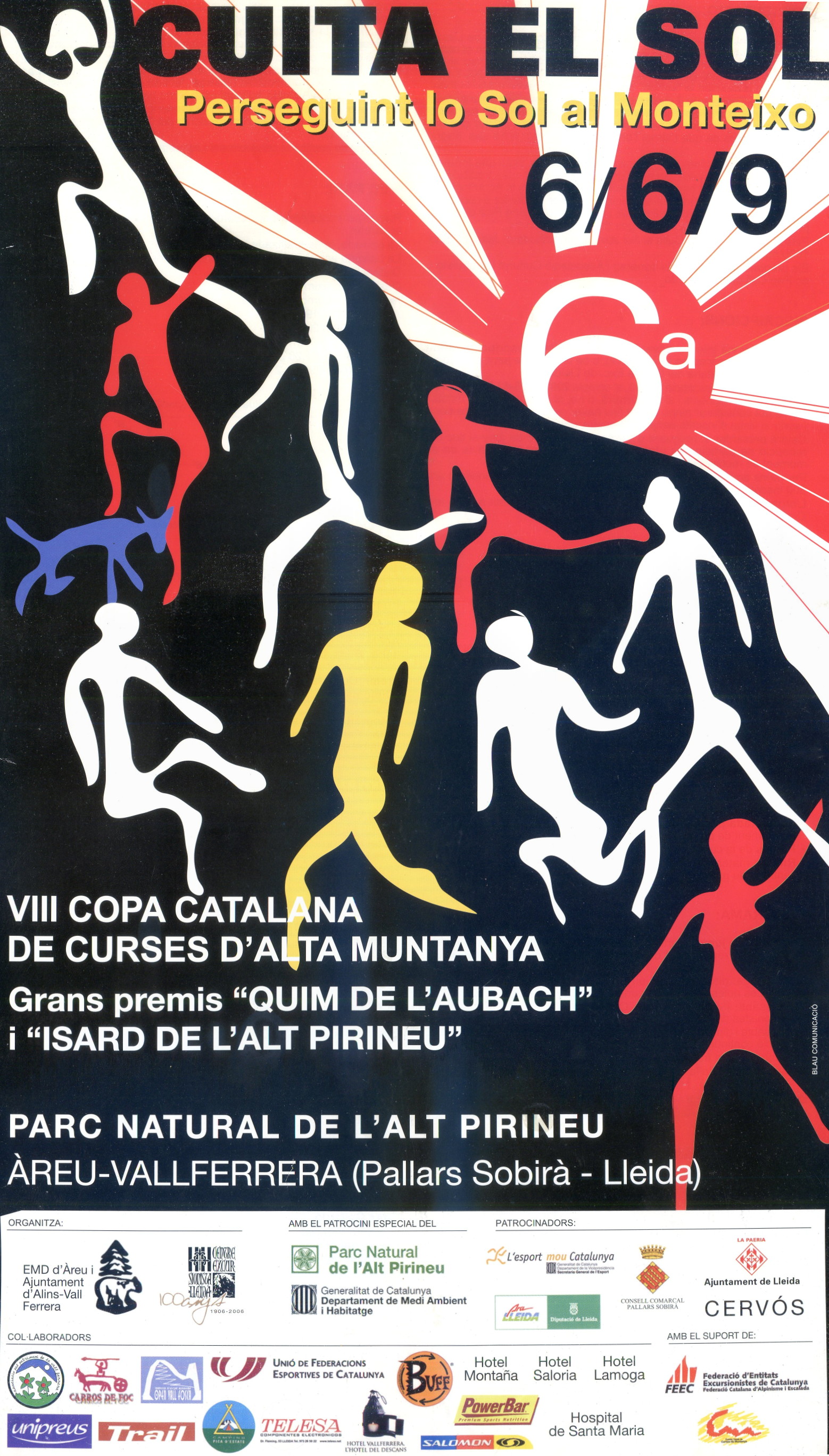 Cuita el Sol : Perseguint lo Sol al Monteixo : 6/6/9 : VIII Copa catalana de curses d'alta muntanya : Grans premis "Quim de l'Aubach" i "Isard de l'Alt Pirineu" : Parc Natural de l'Alt Pirineu : Àreu-Vallferrera (Pallars Sobirà - Lleida) - Portada